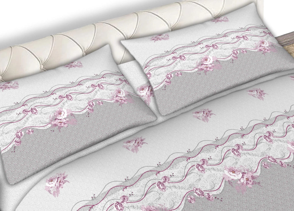 Completo Lenzuola Letto Matrimoniale 100% Cotone Made Italy In Varie Fantasie Fiorate C.N - Matrimoniale - Flowers Rosa