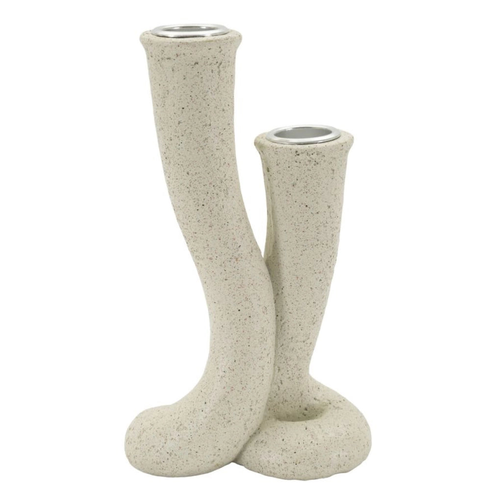 Portacandela VKH750, Beige, Poliresina, 10x6,5x17,5 cm