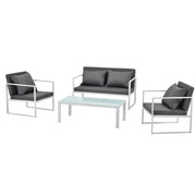 Set Salottino da Esterno Lerum Divano 2 Poltrone e Tavolo Basso Set Lounge - Bianco casa.pro
