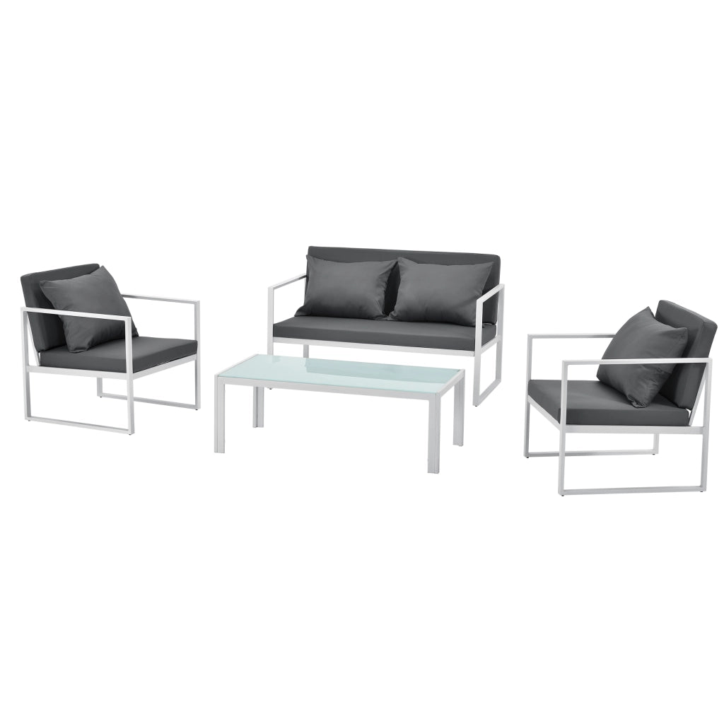 Set Salottino da Esterno Lerum Divano 2 Poltrone e Tavolo Basso Set Lounge - Bianco casa.pro