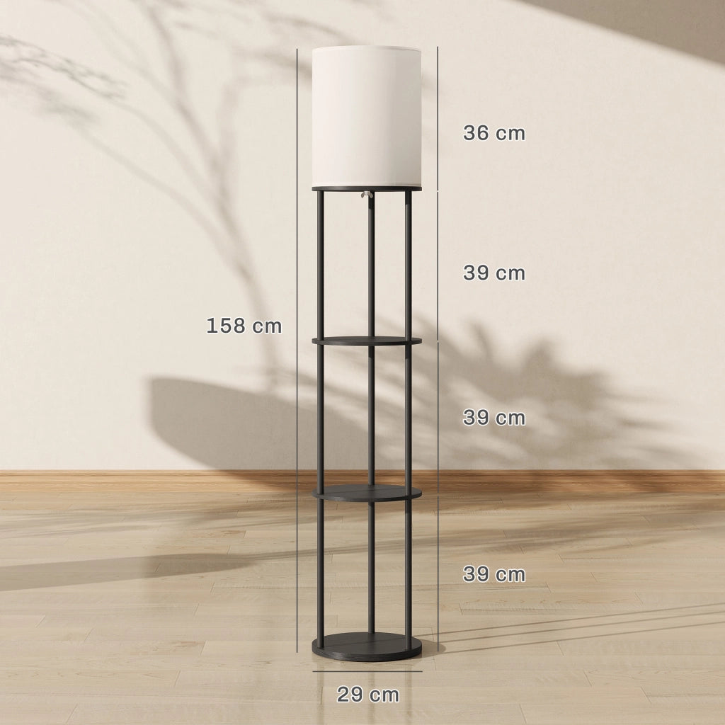 Lampada da Terra con Scaffali ¨C zephmum ¨C Nero 3 Temperature Colore Telecomando