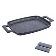 Trade Shop - Piastra Grill In Pietra 47 Cm Induzione Antiaderente Cucina Carne Barbecue Bbq -