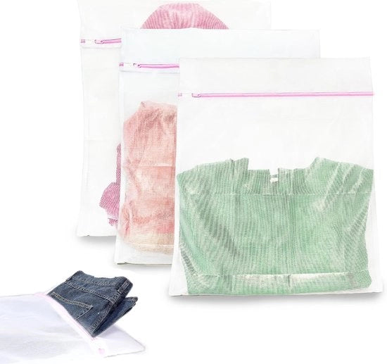 Set di 3 Wasmachinewasnetten con Rits - Protezione per Abiti Delicati, Magliette e Altro (40x50 cm)