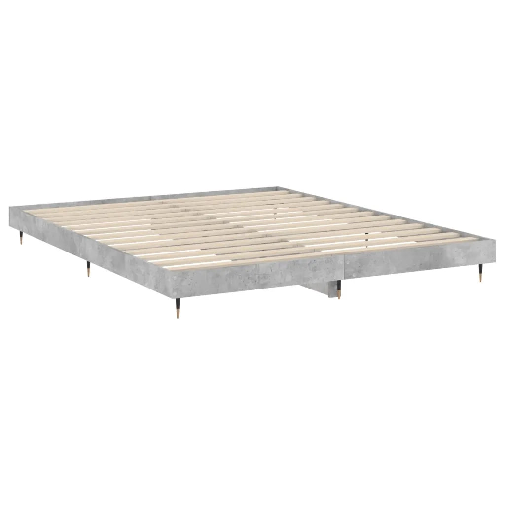Letto matrimoniale | Letto per adulti | Giroletto Grigio Cemento 200x200 cm in Legno Multistrato