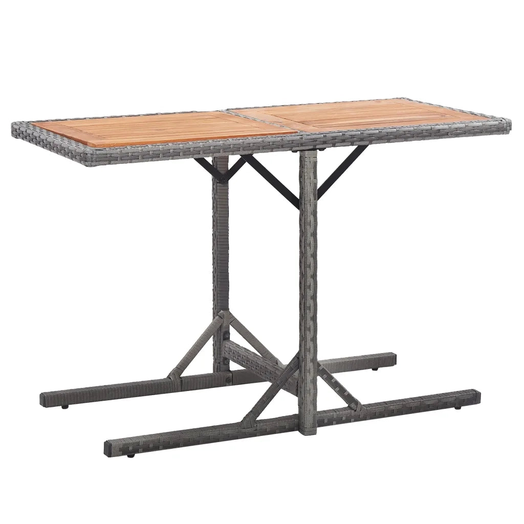 Tavolo da Giardino Antracite in Polyrattan e Massello di Acacia cod mxl 34175