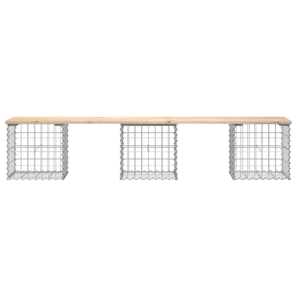 Panchina Giardino | Panca da Giardino Design Gabbione 203x44x42 cm Legno Massello Pino