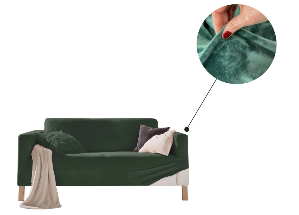 Copridivano Elasticizzato Effetto Velluto Modello Morbidissimo Colore Verde - 2 Posti - Verde