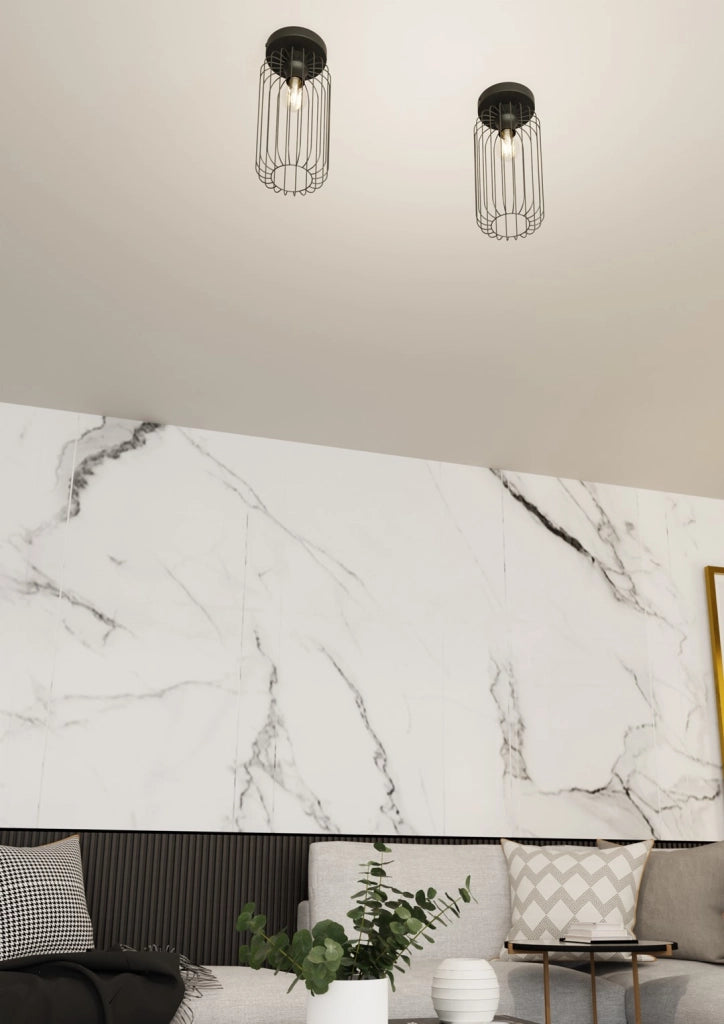 Plafoniera loft in metallo nero BARN Emibig E27 15W
