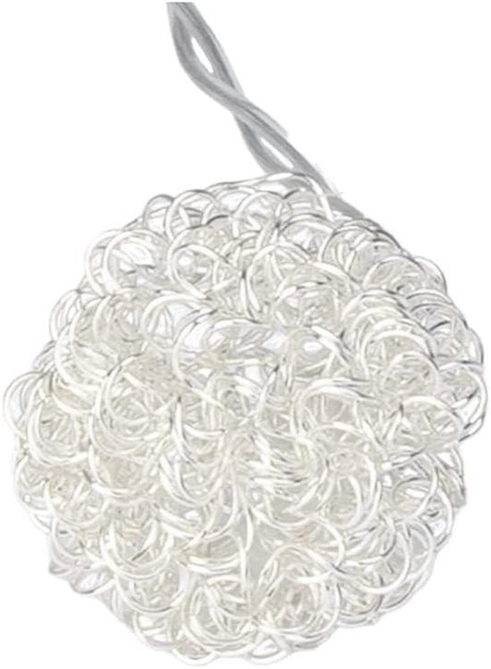 Cavo di illuminazione a 10 LED caldo bianco con funzione di timer per interni 305 m lungo (pompe di rame argentato) - alimentato da batterie