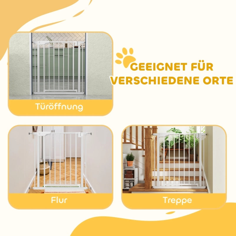 Cancelletto di sicurezza per scale, senza foratura, con chiusura automatica per bambini, cucina, scale, 76-82 x 76 cm, bianco