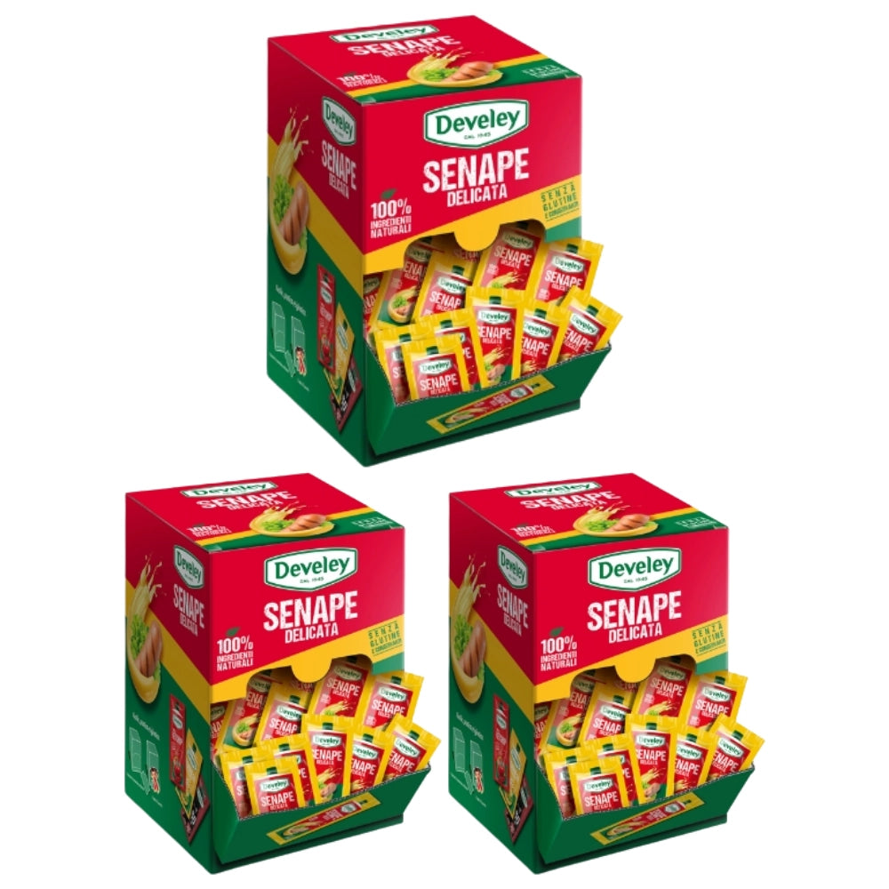 Develey senape delicata salsa 3 box con 100 bustine monoporzione ciascuno