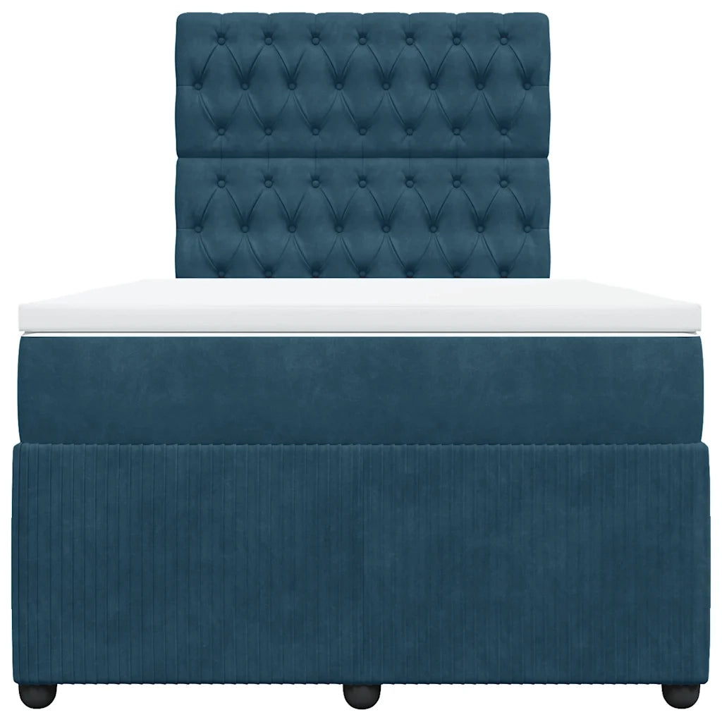 Giroletto a Molle con Materasso Blu Scuro 120x200 cm in Velluto