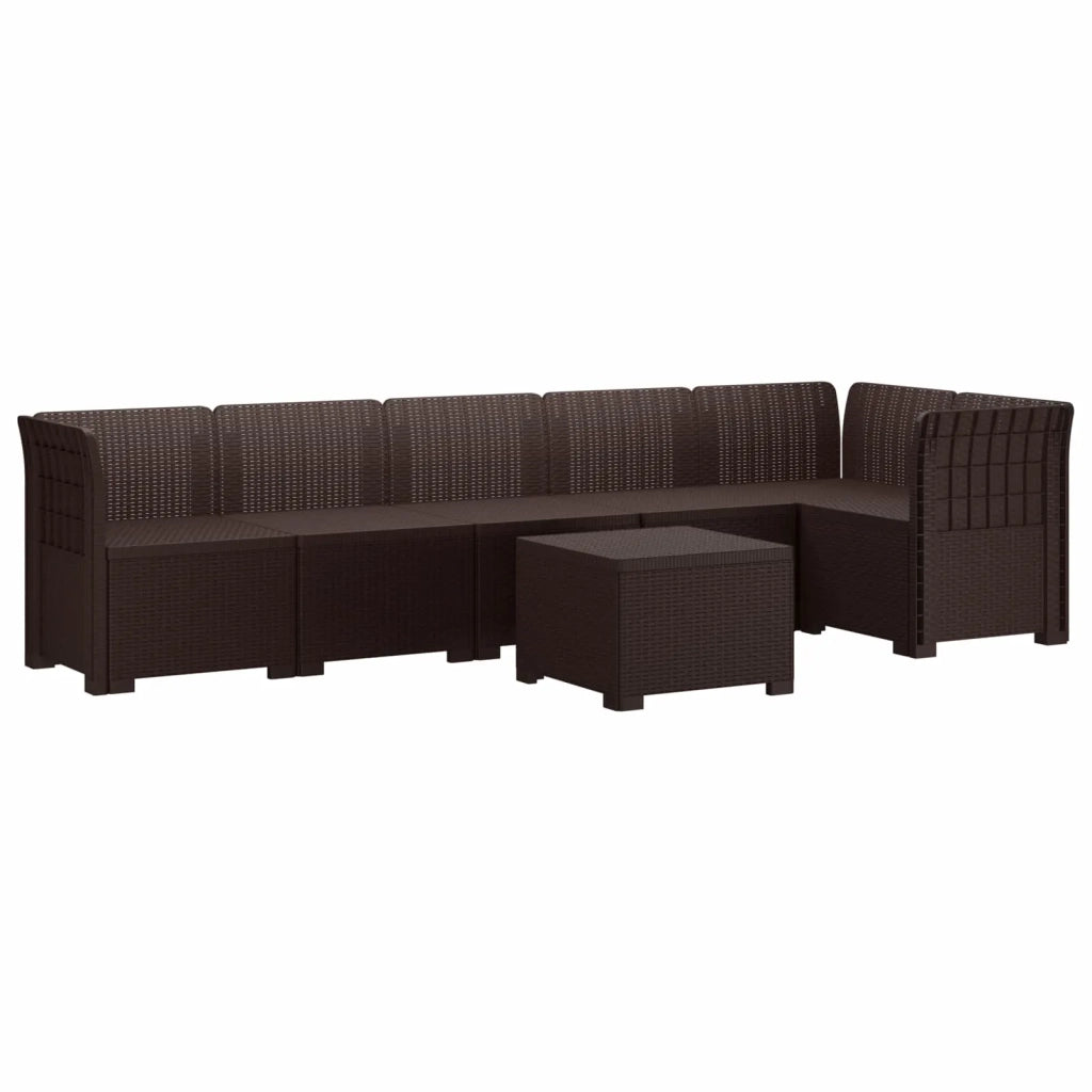 Divano da Giardino 6 Posti Aspetto Rattan PP Marrone 3444103
