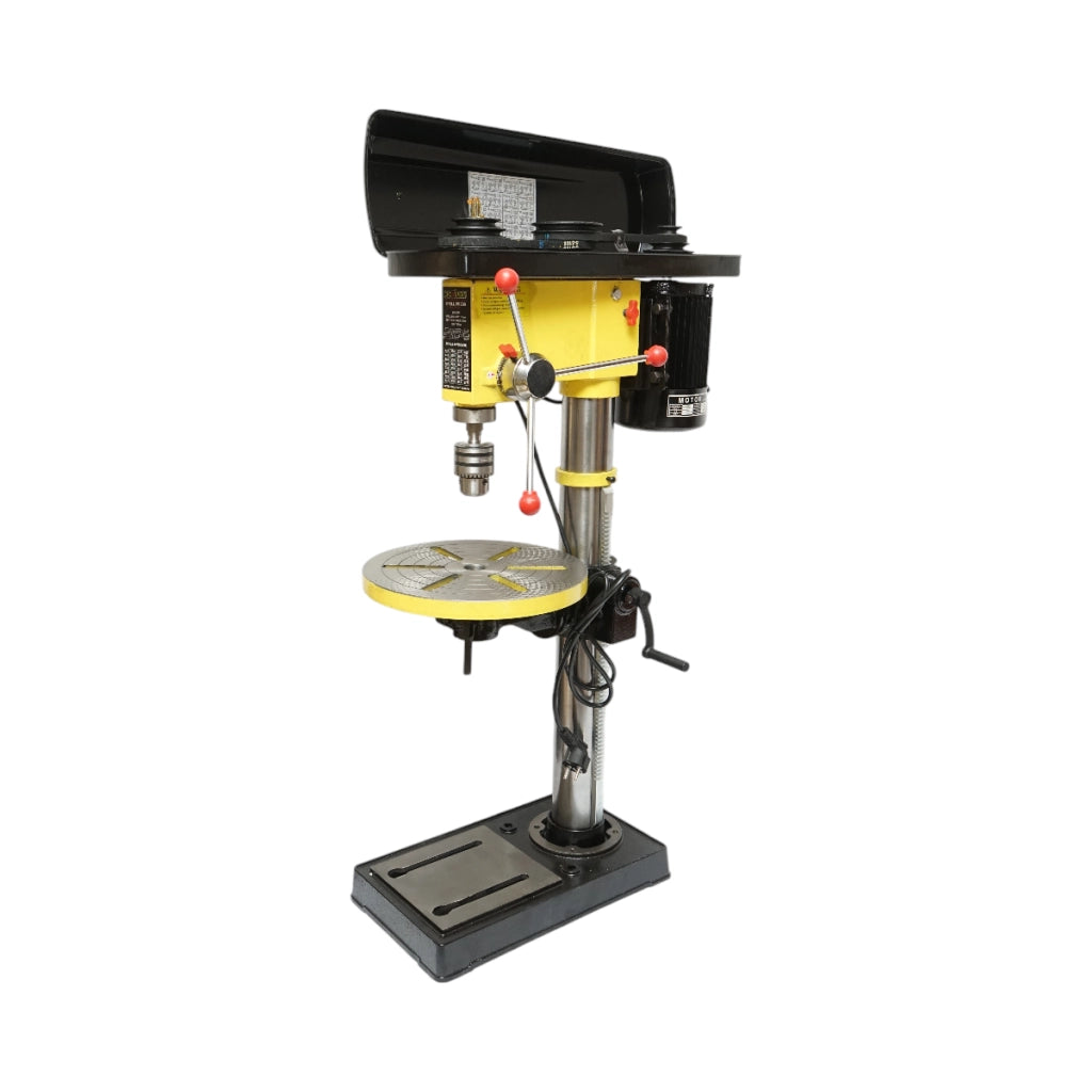 Trapano a colonna Crownman 450W, 220V, 5 velocità, 16 rapporti, 180-2770 giri/min, mandrino da 16 mm