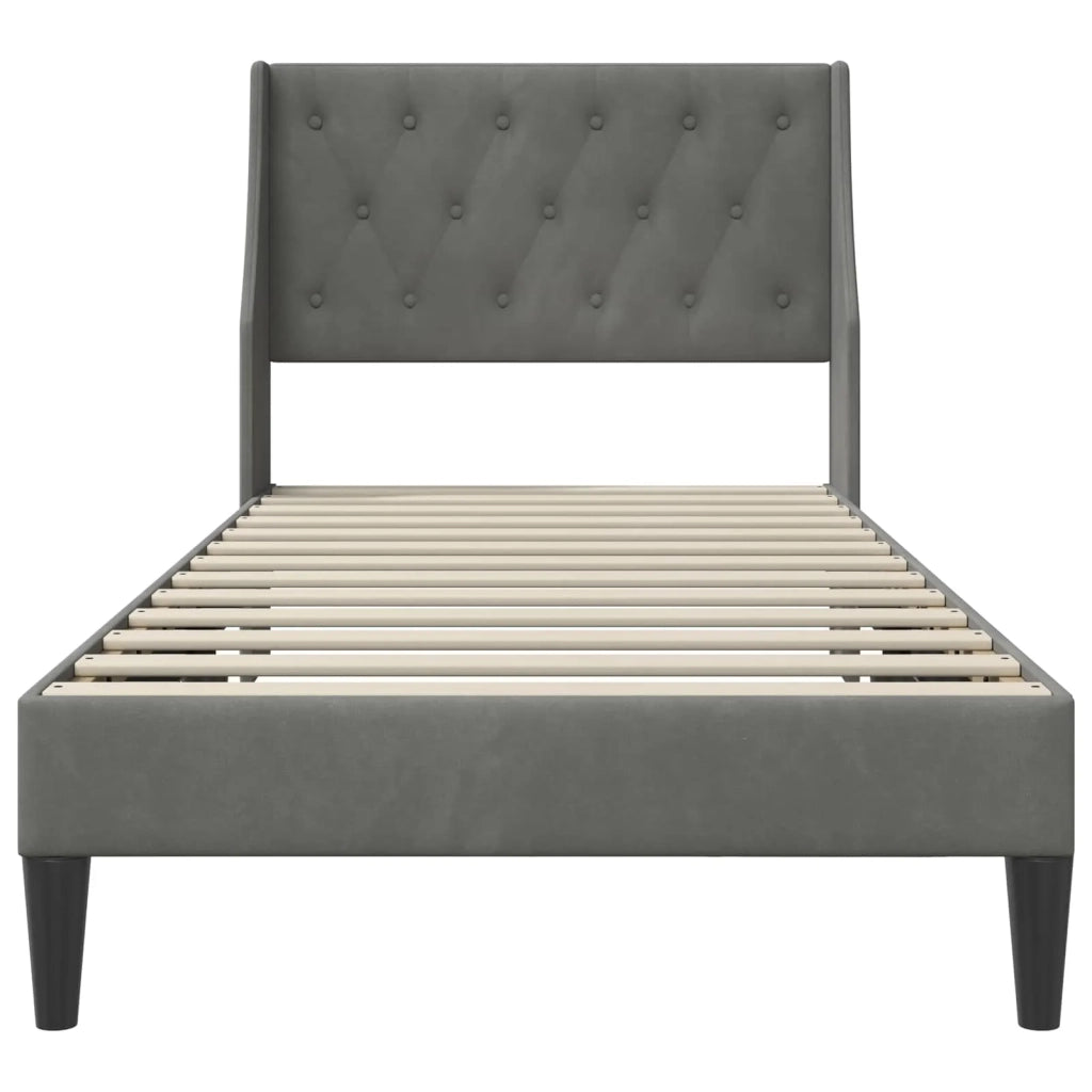 Struttura del letto Grigio scuro 90 x 190 cm Velluto