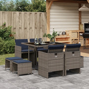 Set da pranzo da giardino da 9 pz con Cuscini in Polyrattan Grigio 3277728