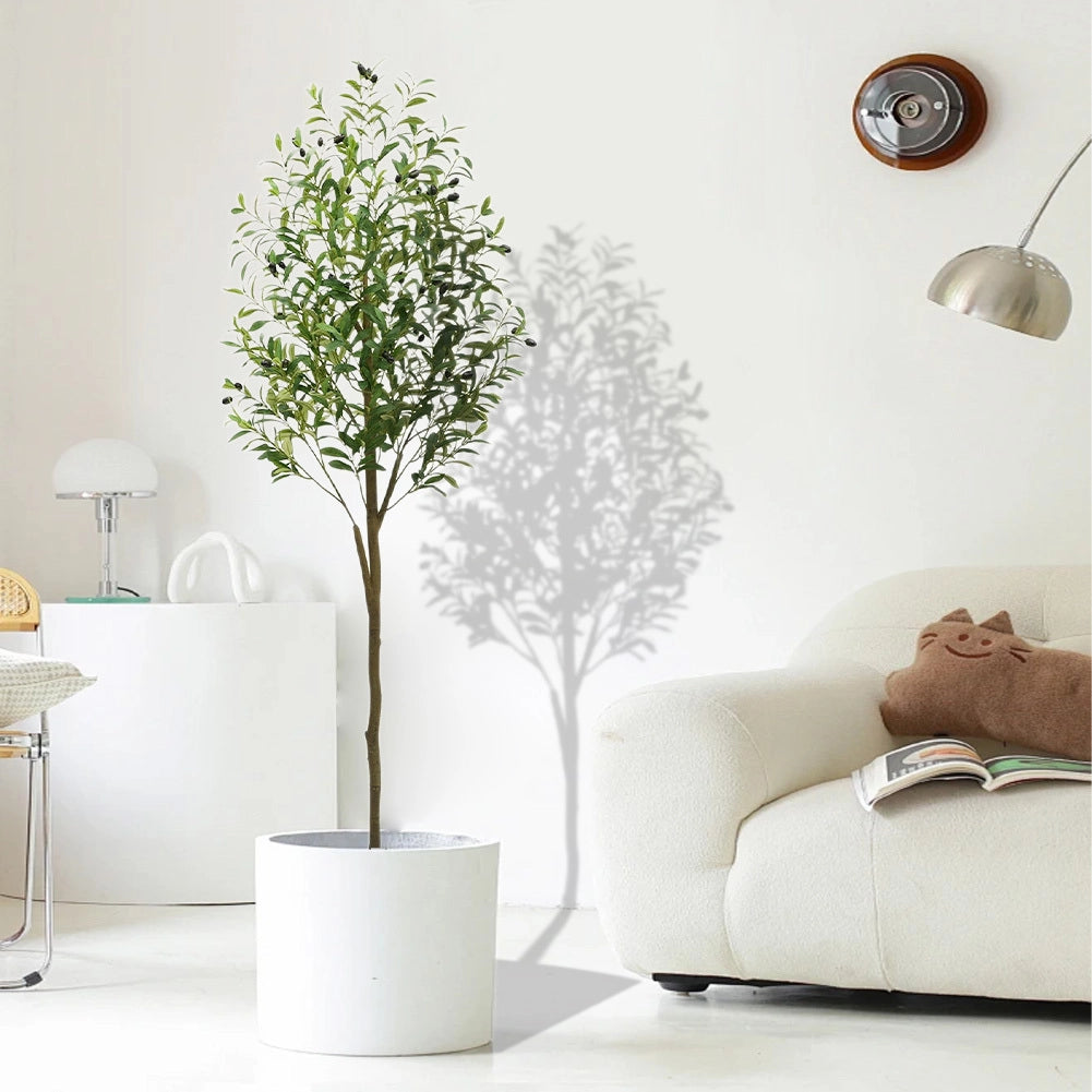 Albero di Olivo Artificiale 180 cm con Rami Regolabili e Vaso Decorativo