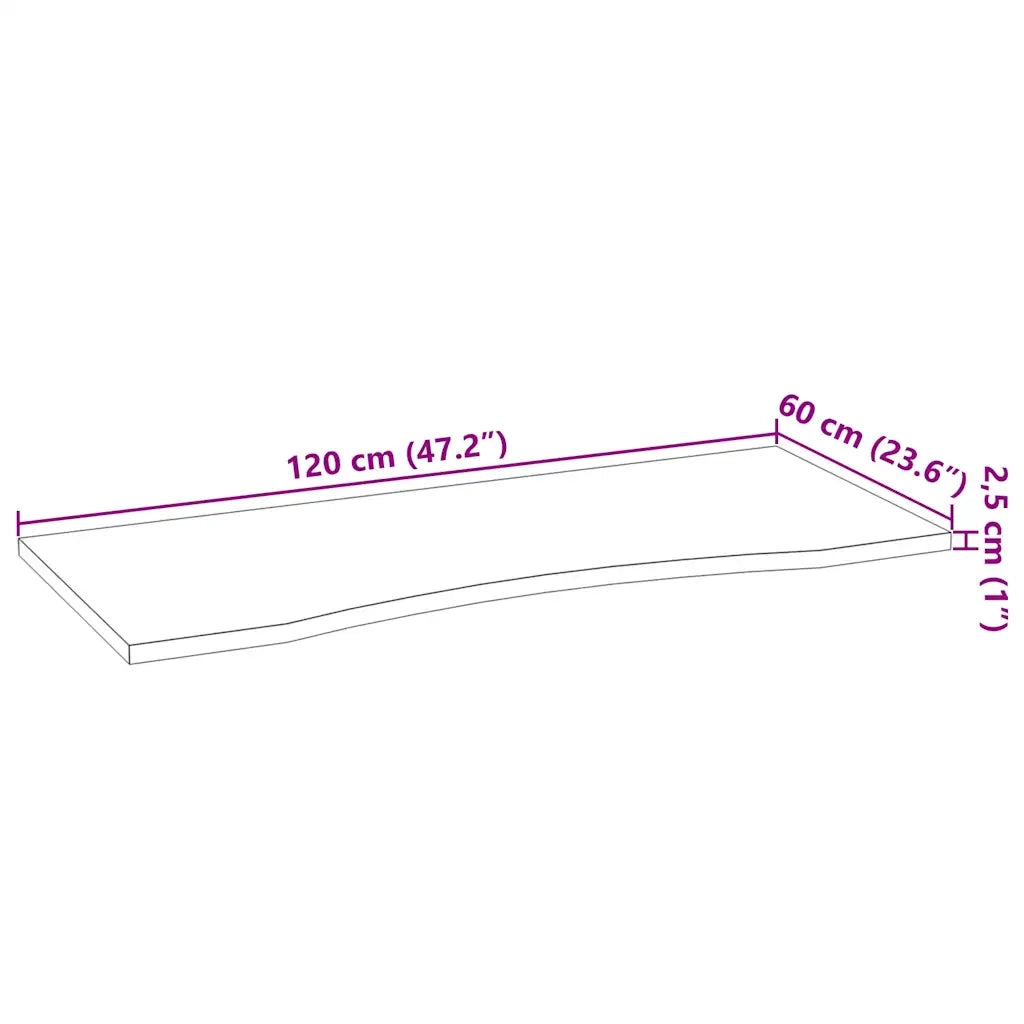 Piano Scrivania 120x60x2,5 cm Rovere Massello Non Trattato