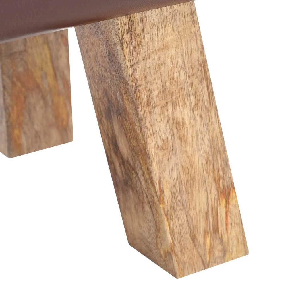 panchina 40 x 30 x 45 cm Pelle Vera Marrone Scuro 42042098