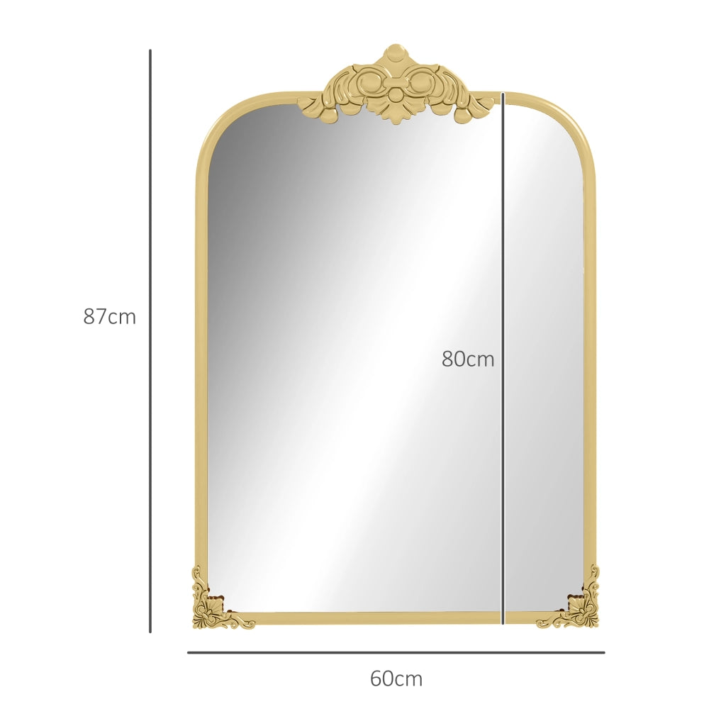 Specchio da parete 60 x 87 cm in stile barocco con cornice in metallo dorato
