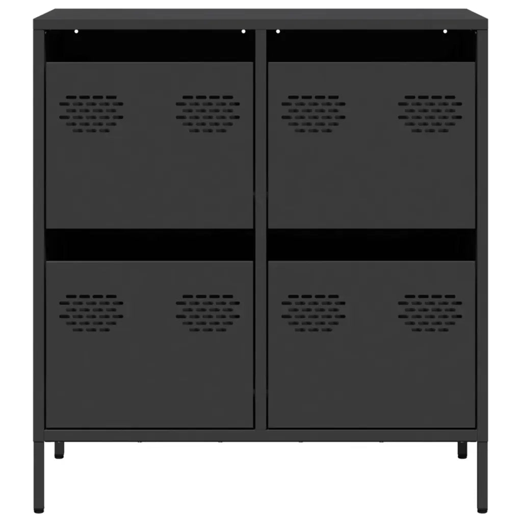 Credenza Nera 68x39x73,5 cm in Acciaio Laminato a Freddo