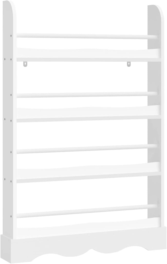 Libreria Montessoriana per Bambini, Scaffale Porta Libri Salvaspazio a 4 Ripiani, Piccola Libreria a Muro in Legno, per Cameretta, Stanza dei Giochi, 80x12x118cm