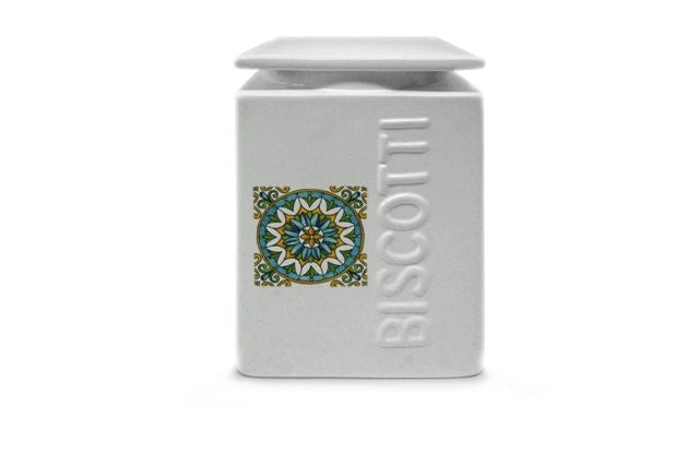Barattolo Biscottiera da Cucina in Ceramica Decoro Fiore