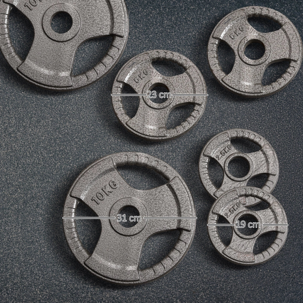 EasyComfort Set di 6 Dischi Pesi per Bilanciere e Manubri 2.5-35KG, Dischi palestra in Acciaio con Foro 50 cm, Ideali per Bilancieri Olimpionici, Argento