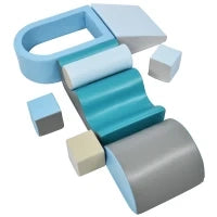 Set di 9 Blocchi Morbidi atossici da Gioco per arrampicarsi, scivolare, gattonare e giocare in sicurezza,blu