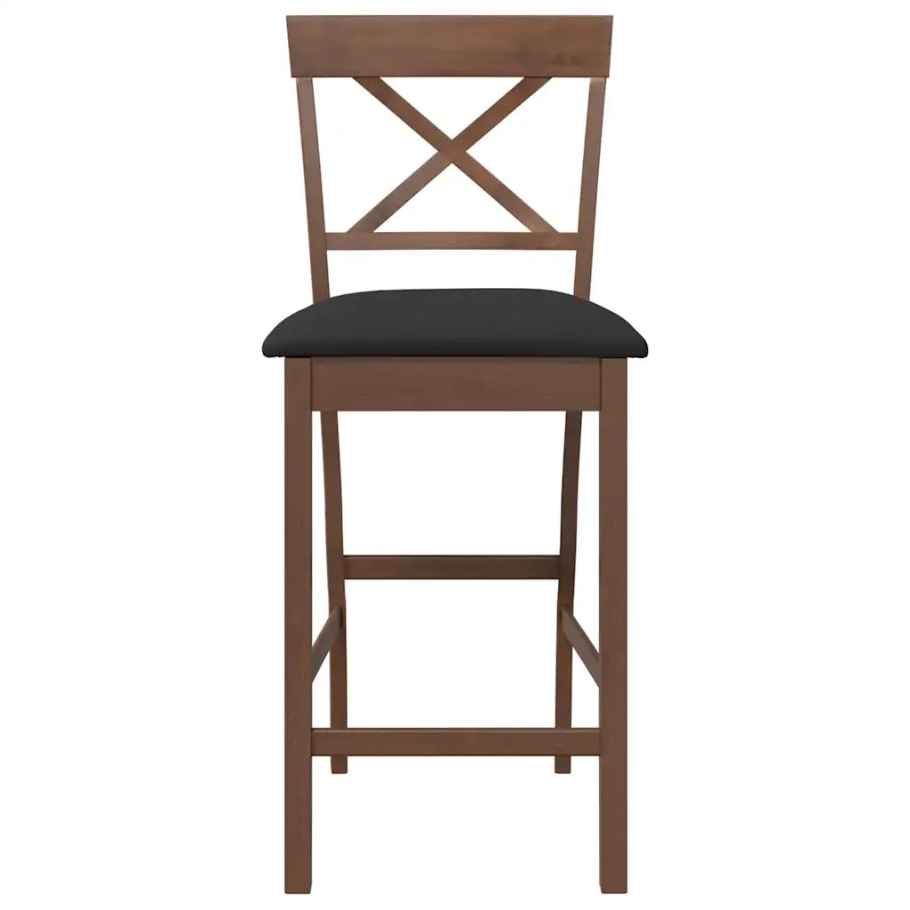 Sgabelli da Bar con Cuscini 2pz Marrone Legno Massello di Hevea 4102548