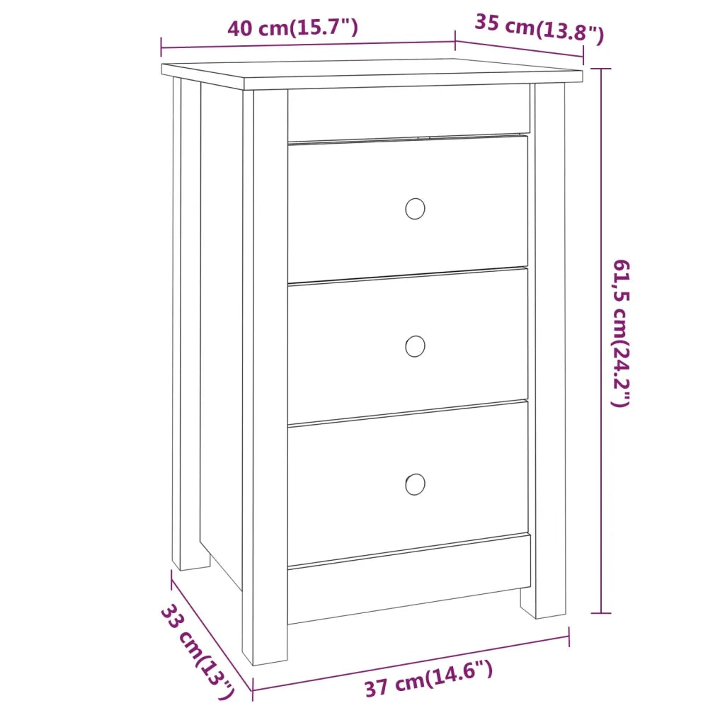 Comodino 40x35x61,5 cm in Legno Massello di Pino 813699