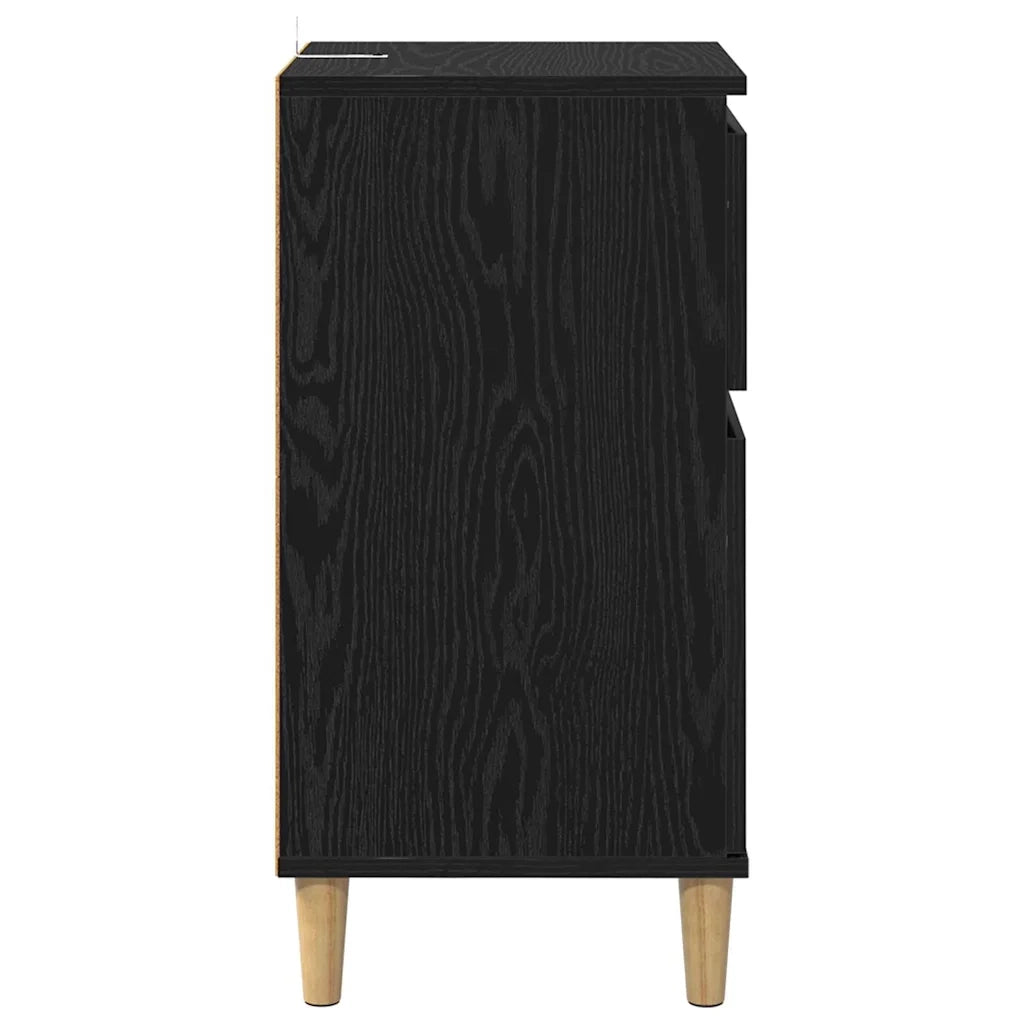 Armadio da Notte con cassetto 2 pcs Rovere Nero 40 x 35 x 70 cm 881238