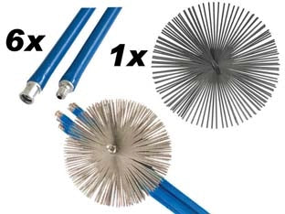 KIT SPAZZACAMINO  6 aste da cm.140 + 1 scovolo cm.25