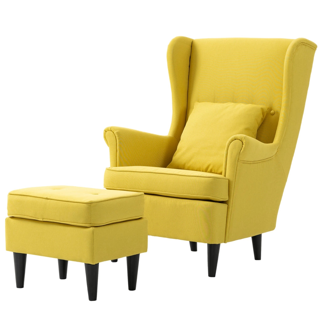Poltrona con poggiapiedi ¨C zephmum ¨C tessuto giallo