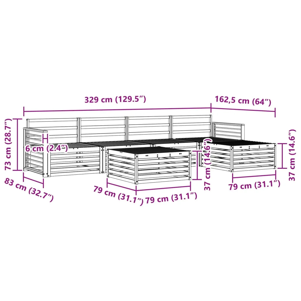 Set di divani da esterno 6 pcs Naturale 3373349