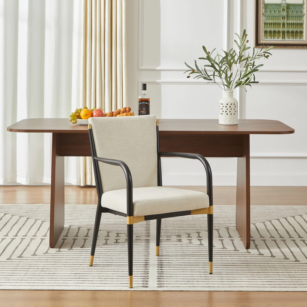 SEDIA da pranzo imbottita Set da 2 pezzi con braccioli 94x57x28 cm beige