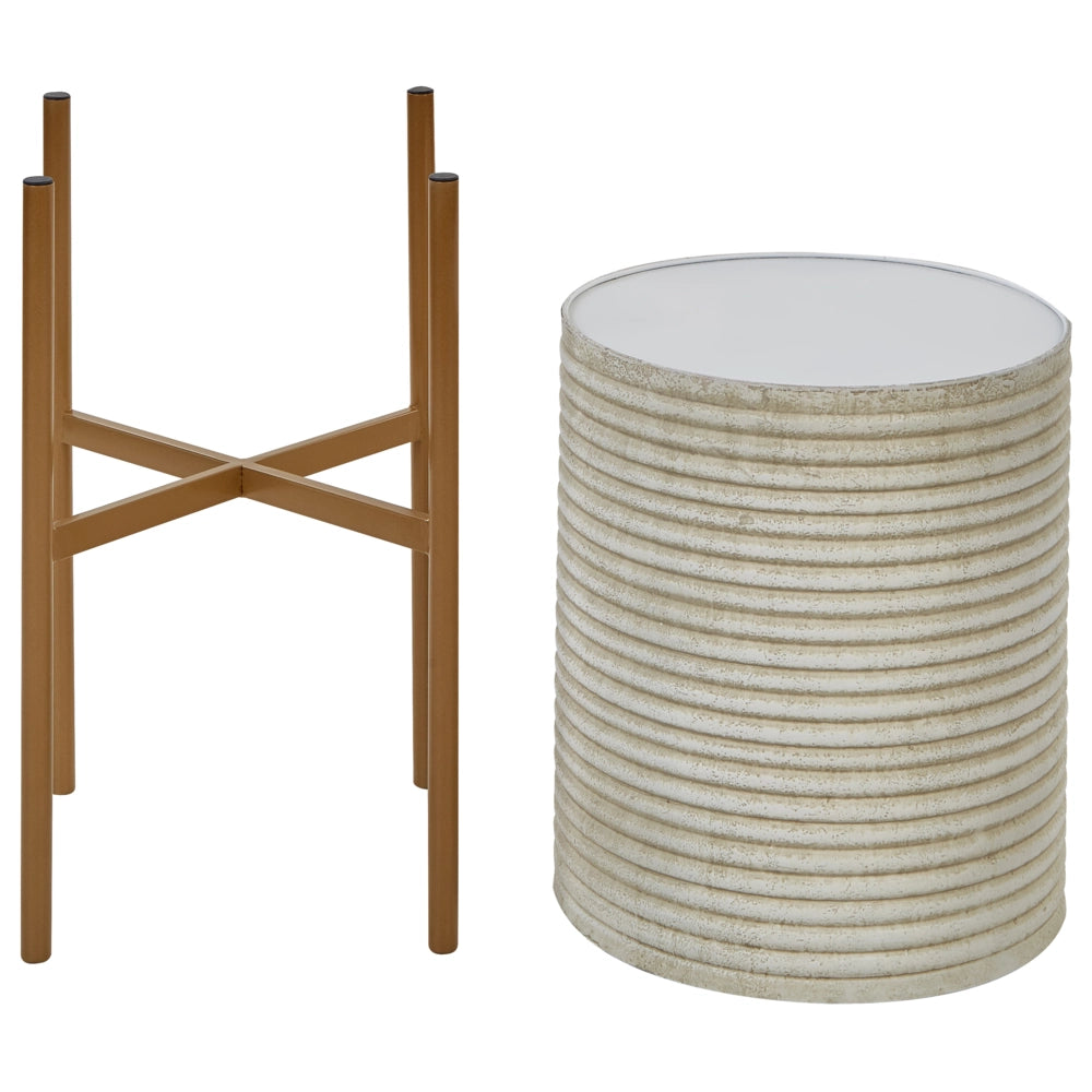 Portavaso in metallo beige 31 x 31 x 58 cm per interni ed esterni
