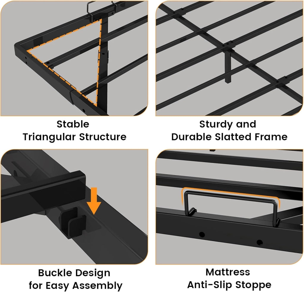 Telaio letto in metallo, letto per ospiti in metallo, con LED e prese, letto per ragazzi 90 x 200, app e telecomando, struttura stabile con rete a doghe