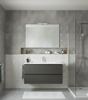 Mobile Bagno LOKI Già Montato 2 cassetti con piedini, lavabo e specchio Grafite 60x45 cm