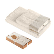Set Asciugamani Bagno 2 Pezzi con Balza in Lino – Salvietta + Ospite – Morbidi, Super Assorbenti e Delicati sulla Pelle – Certificati OEKO-TEX – Eleganti e Resistenti  Panna
