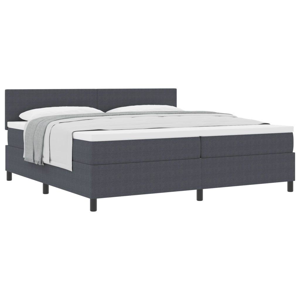 Letto con Base a Molle e Materasso Grigio 200x200 cm Tessuto in Corduroy