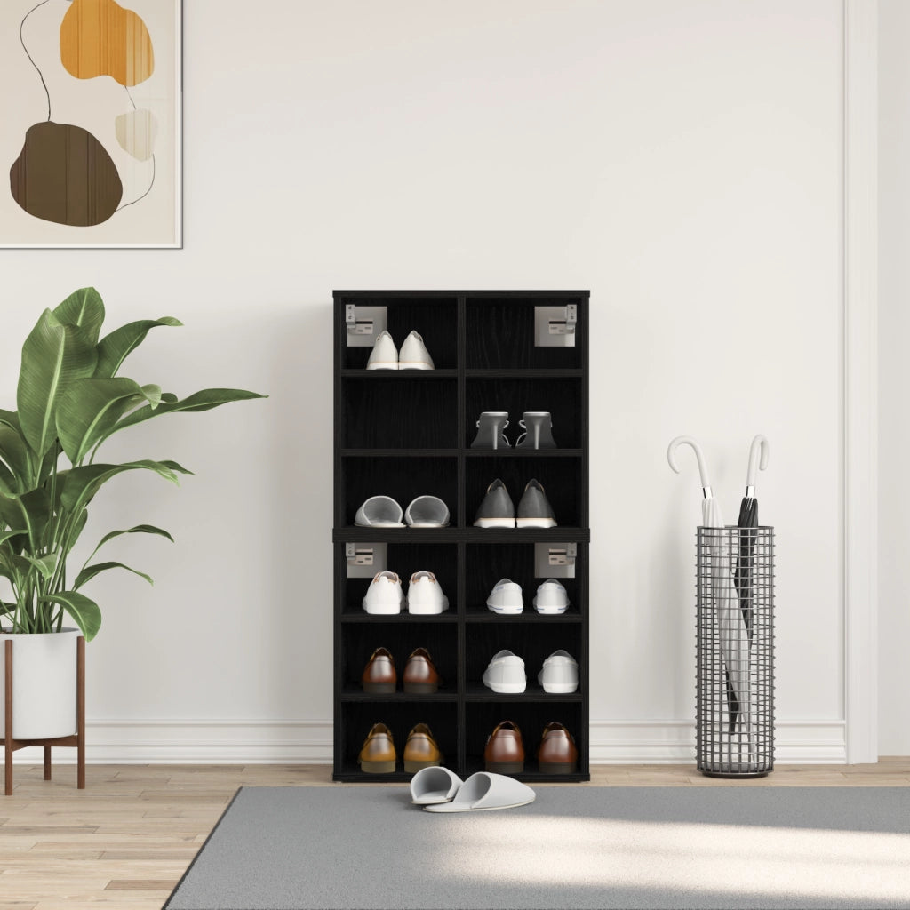 Mobile per Scarpe 2 pz Rovere Nero 52.5x30x50 cm