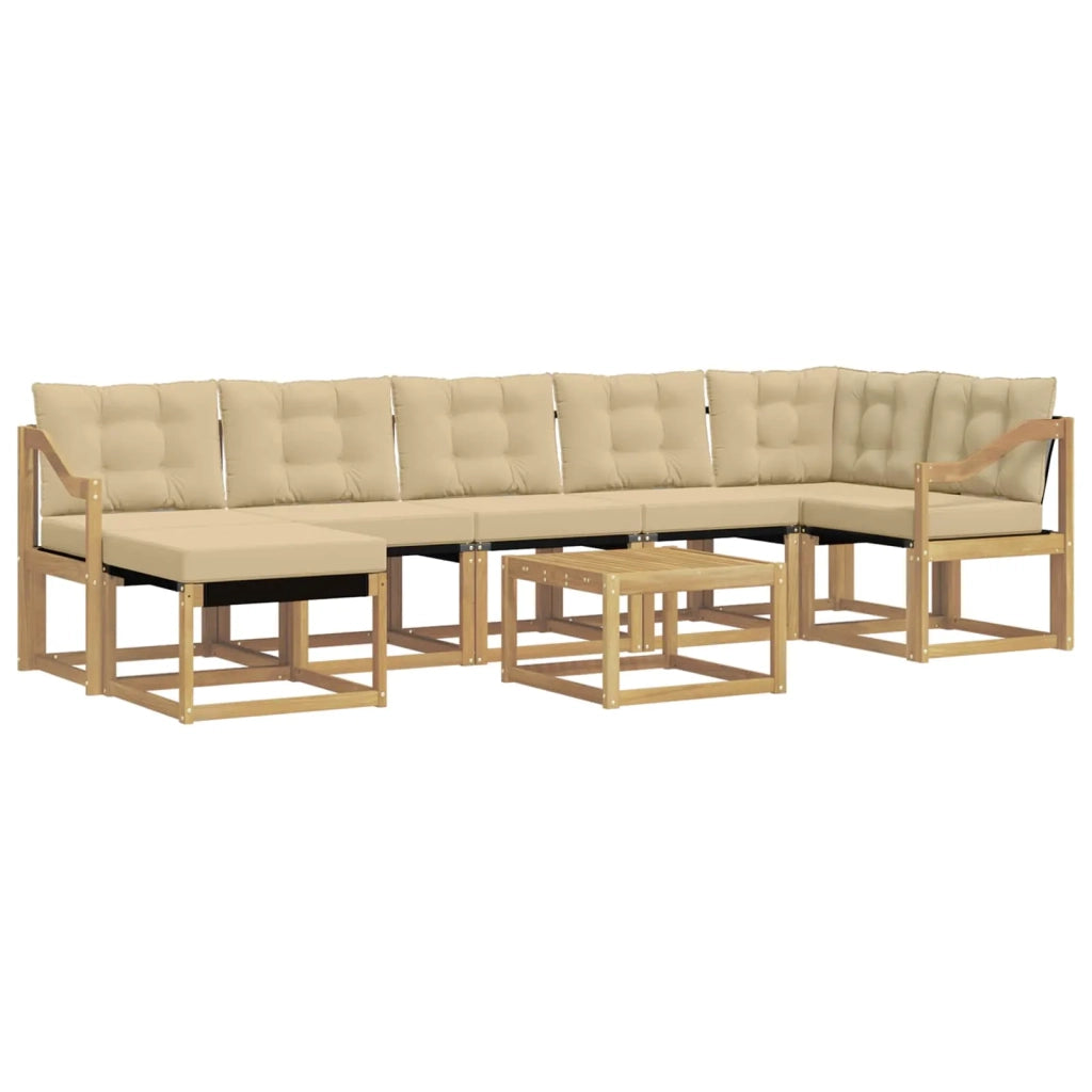 Set di divani da esterno con cuscino 8 pcs Bianco e Beige