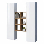 Madia Danila, Credenza 14 Ripiani Made in Italy, 40x30x180h cm Bianco Lucido