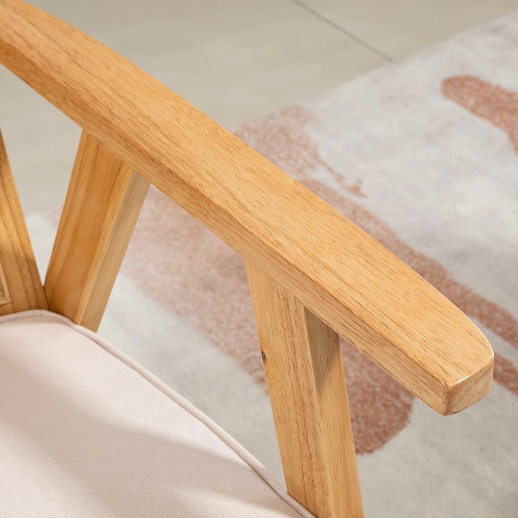 Sedia da pranzo imbottita in legno di caucci¨´ ¨C Xylo ¨C rivestimento tessuto effetto lino crema