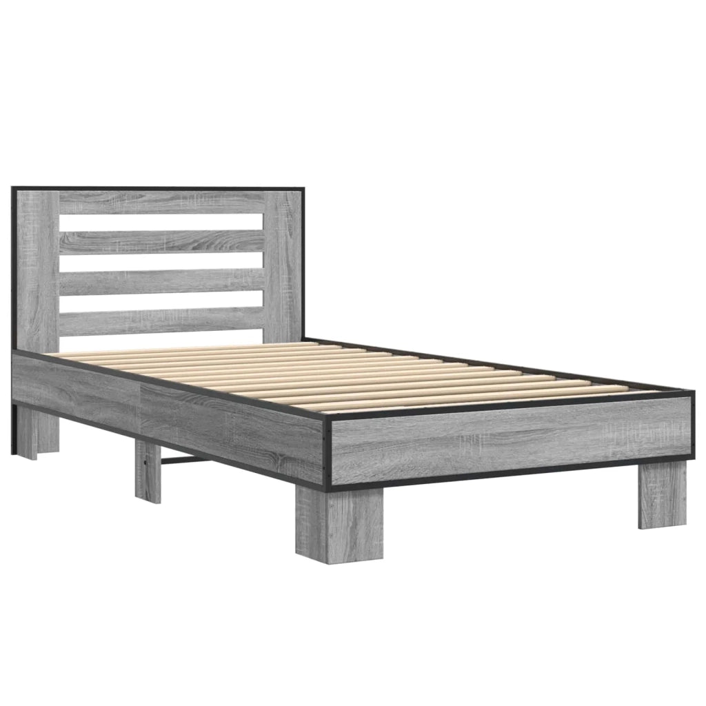 Struttura letto con testata Sonoma grigio 80 x 200 cm