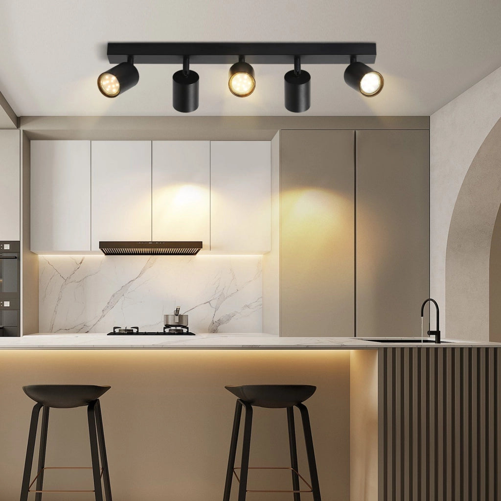 ZMH Faretto da soffitto neri 5 luci GU10 orientabili 330° stile industriale moderno per soggiorno senza lampadine