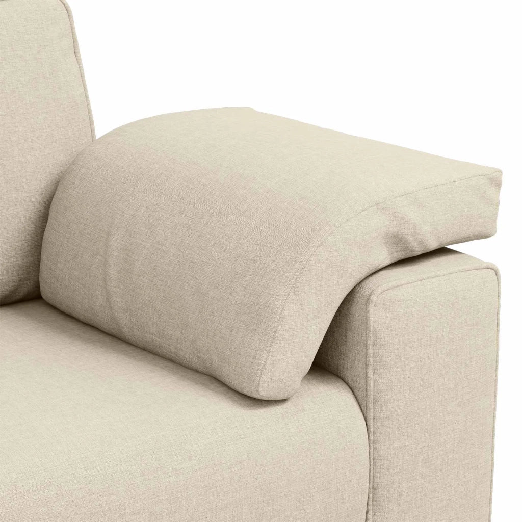 Divano 3-Persone Beige 220 cm Tessuto misto lino 4105246