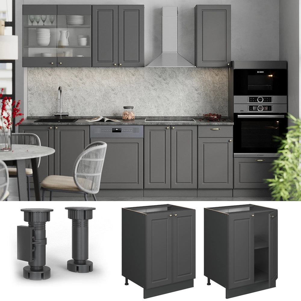 Vicco Mobiletto base cucina Landhaus antrazit-oro 60 cm , PL Rovere