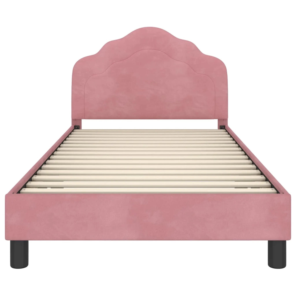 Struttura letto bambini con testata-Giroletto per bambini Rosa 90 x 200 cm Velluto 152948